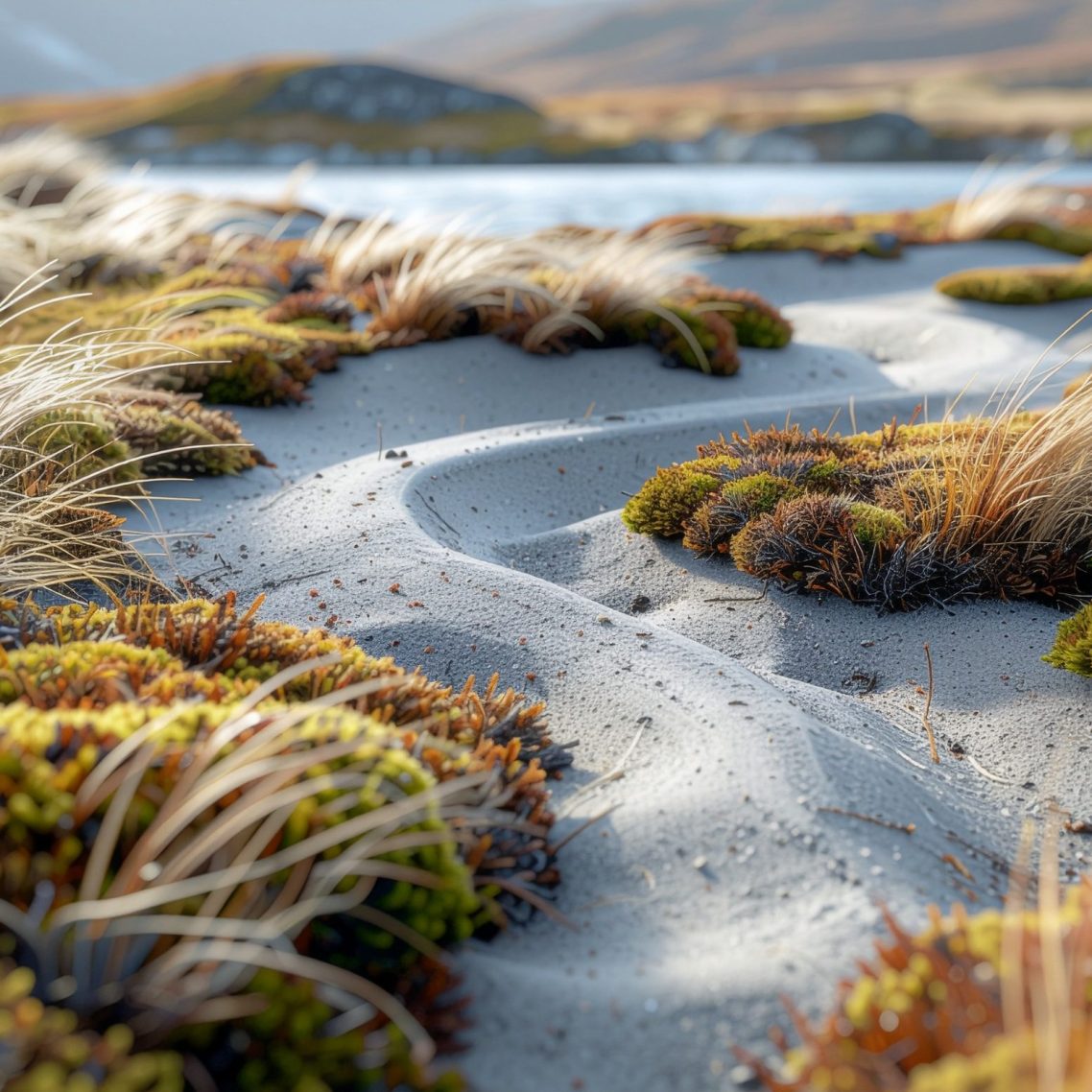 Nahaufnahme Sand und Moos - KI