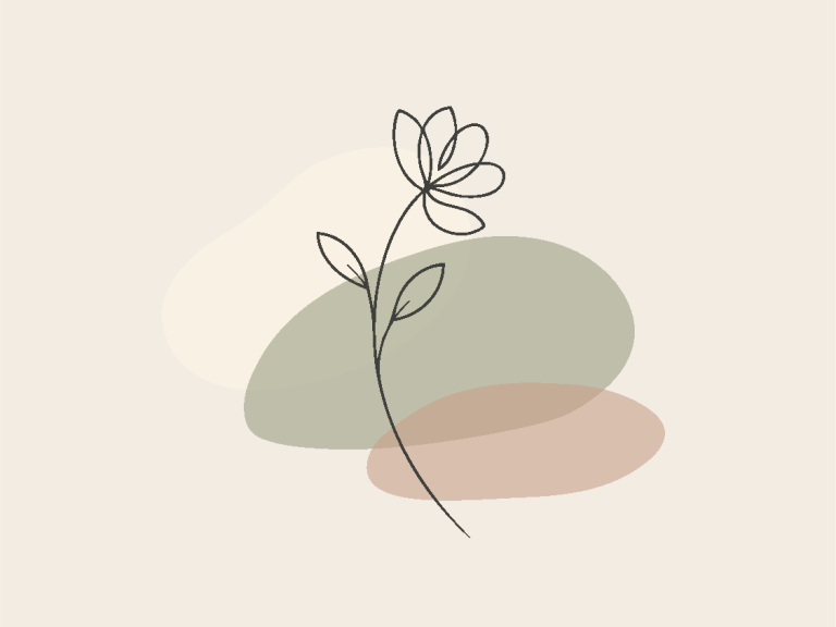 Dekorelement Blume Ein minimalistischer Blumenstängel vor sanften, pastellfarbenen Hintergründen.