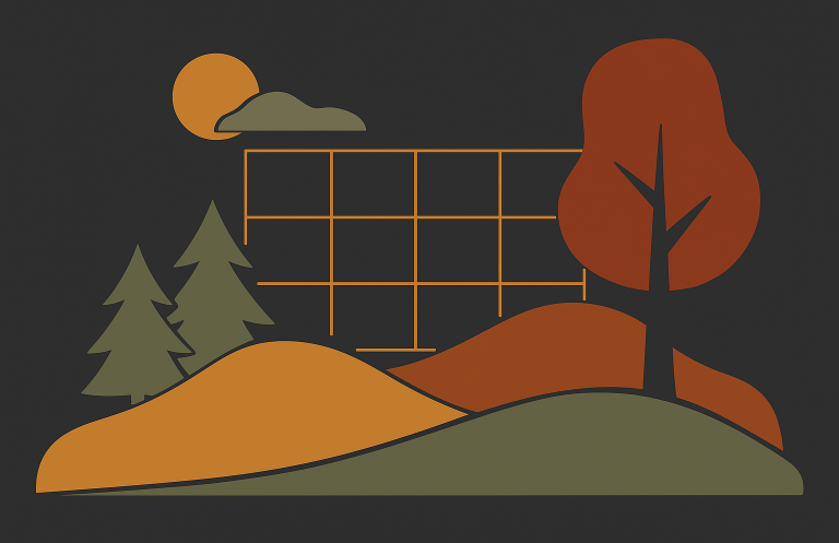 Darstellung Fachbereich Raum: Raster und angedeutete Landschaft etc. im Vulpes Vision Stil